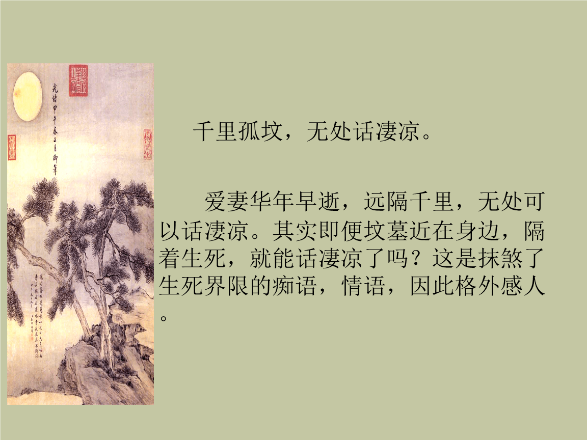 江城子乙卯正月二十日夜记梦表现了对亡妻的哀悼和思念_江城子-乙卯正月二十日夜记梦